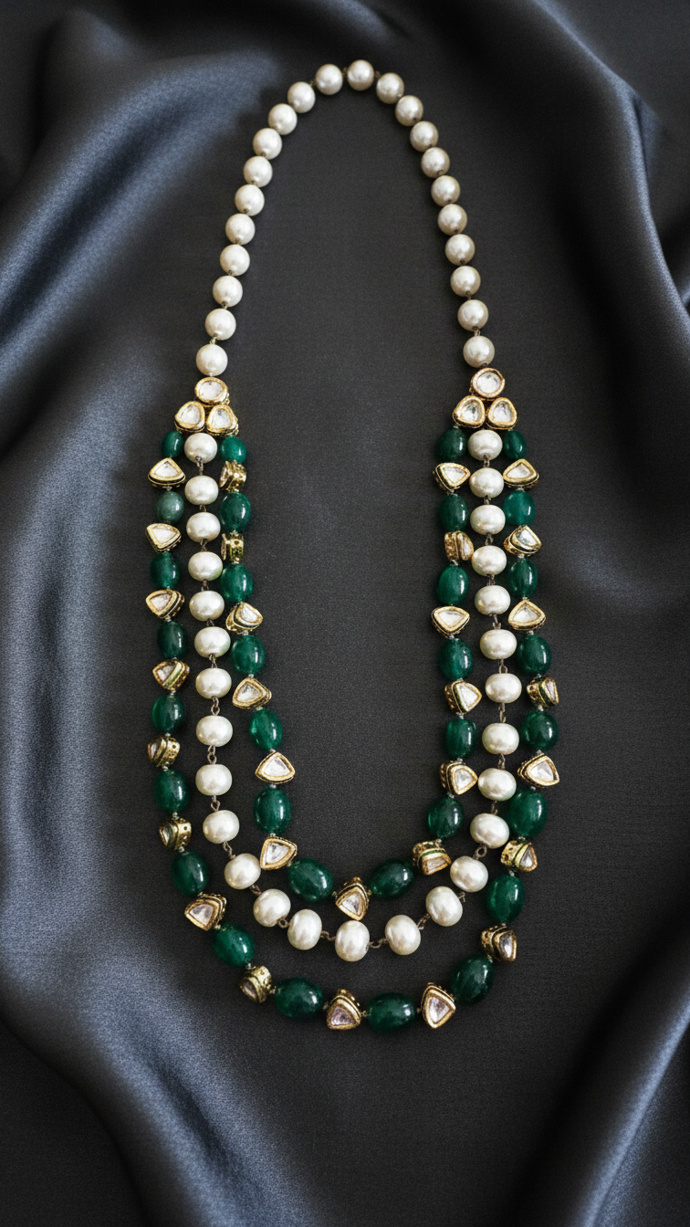 Panna Kundan Layered Necklace