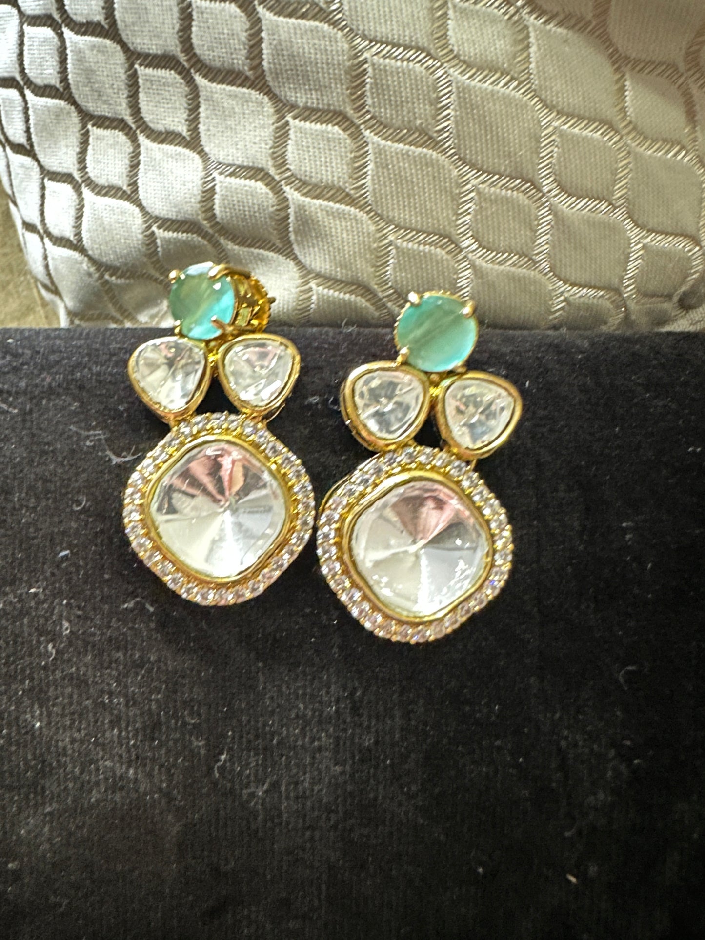 Emerald Pokli Chain Set with Earrings