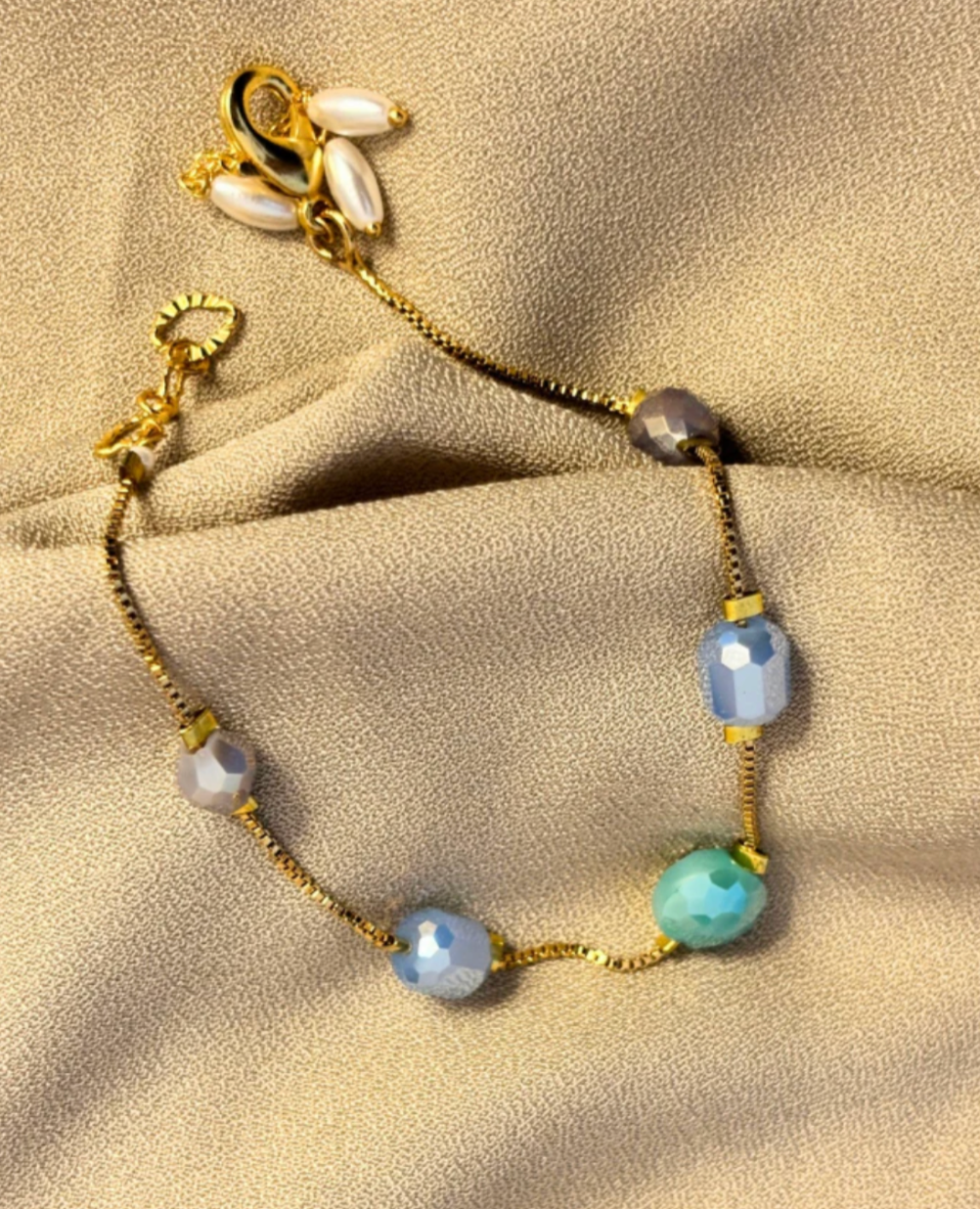 Aqua Chain Charm Bracelet