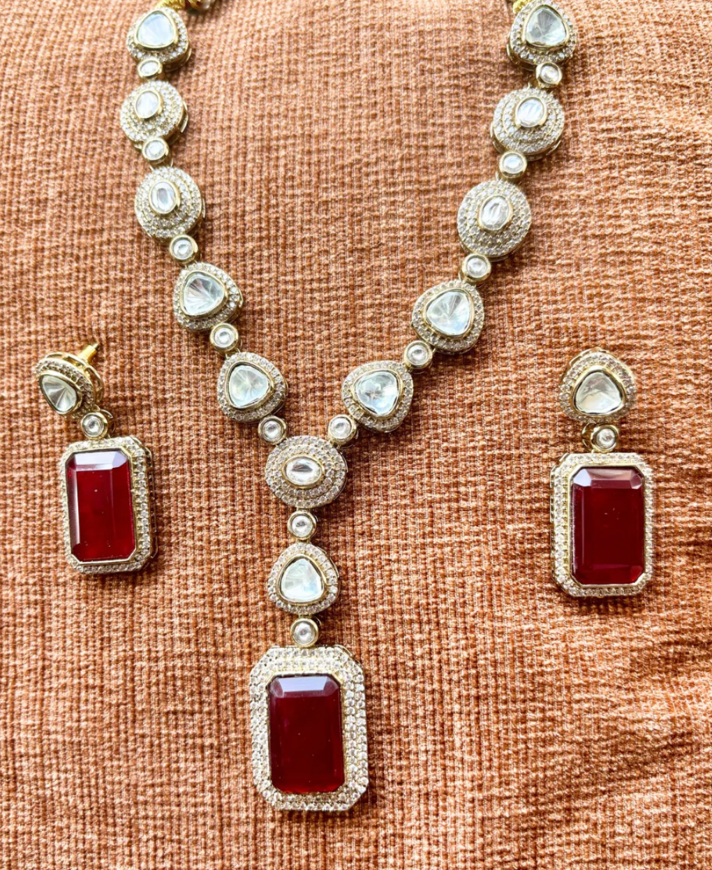 Ruby kundan Polki Necklace set