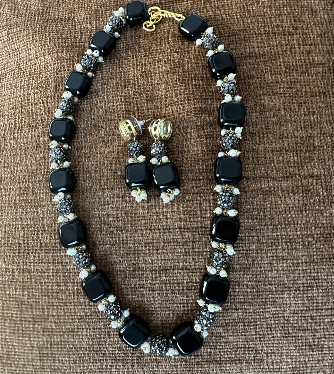 Black Oxidized Beads with Earrings