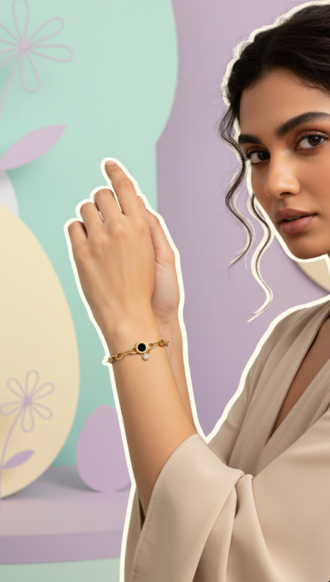 Studded Roman Numerals Chain Charm Bracelet