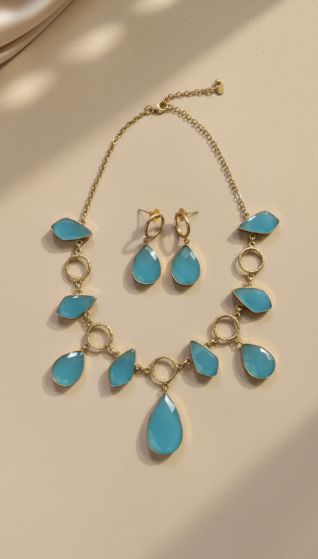 Phiroza Stone Necklace set with earrings