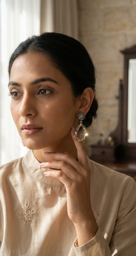 Oxidised Twisted Earrings