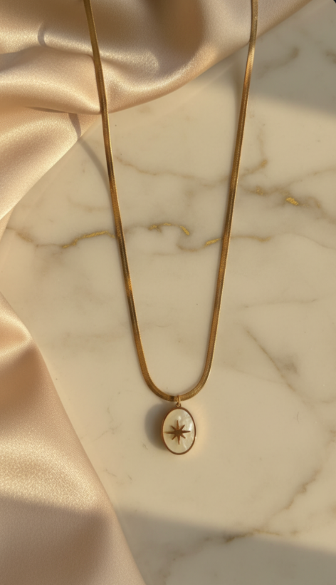 Gold Compass Pendant Necklace for Women