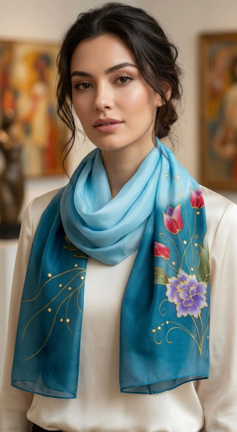 Blue Flower Scarf