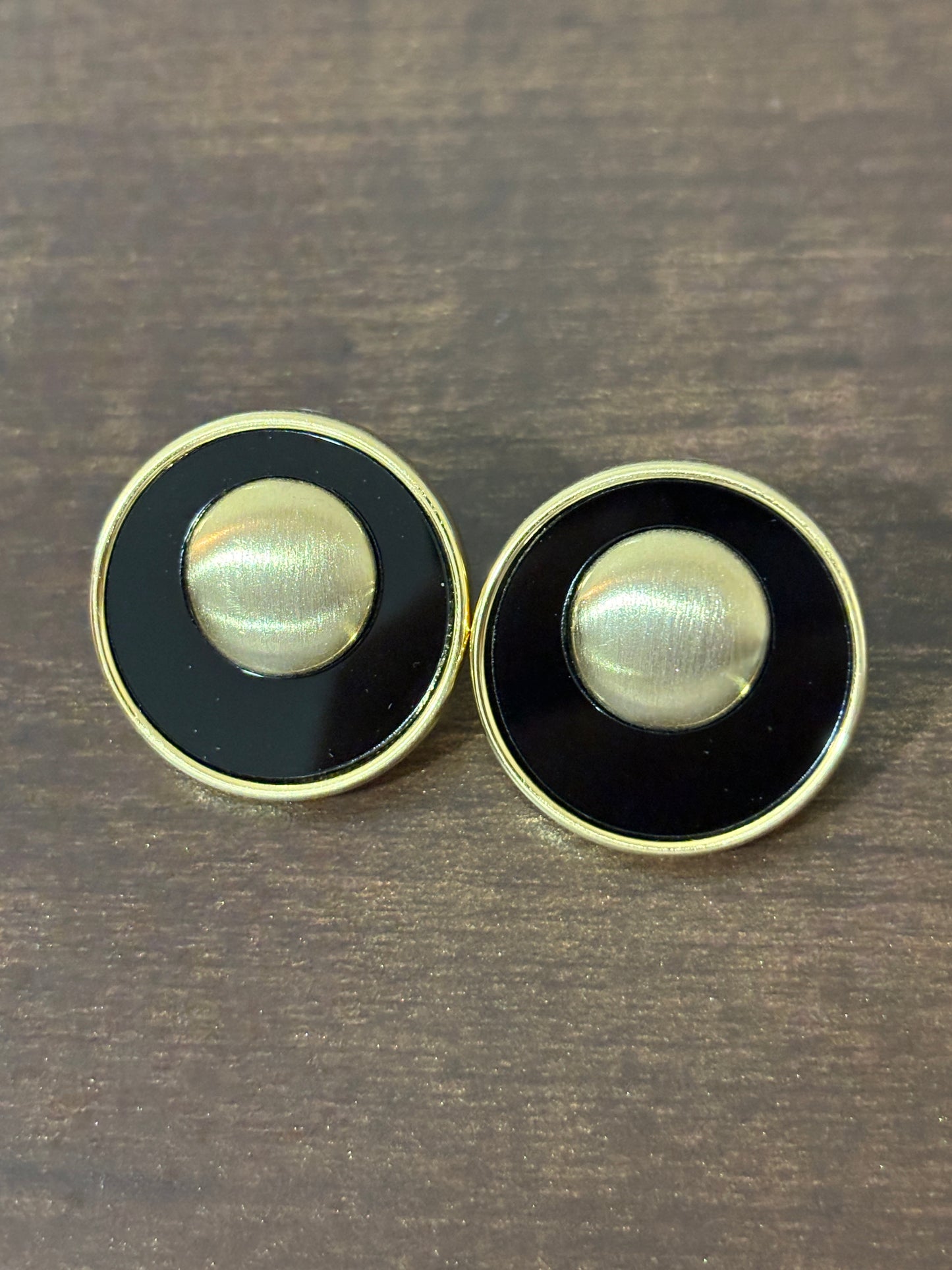 Black Gold Stud Earrings