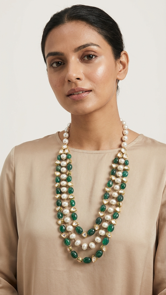 Panna Kundan Layered Necklace