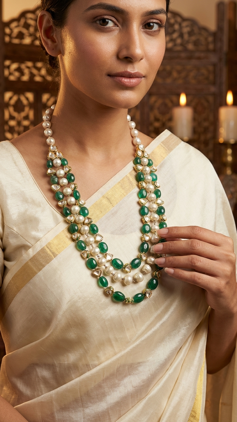 Panna Kundan Layered Necklace