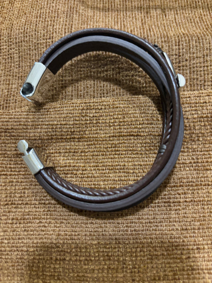 Brown Cross Leather Bracelet