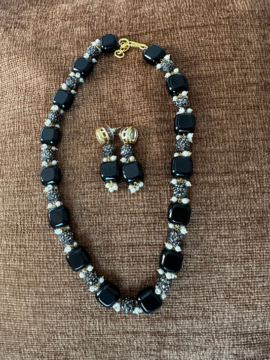 Black Oxidized Beads with Earrings