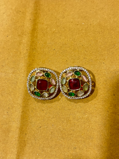 Red Multi Pendant set with earrings