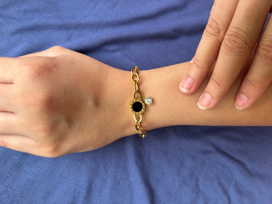 Studded Roman Numerals Chain Charm Bracelet