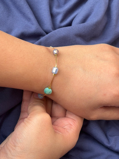 Aqua Chain Charm Bracelet