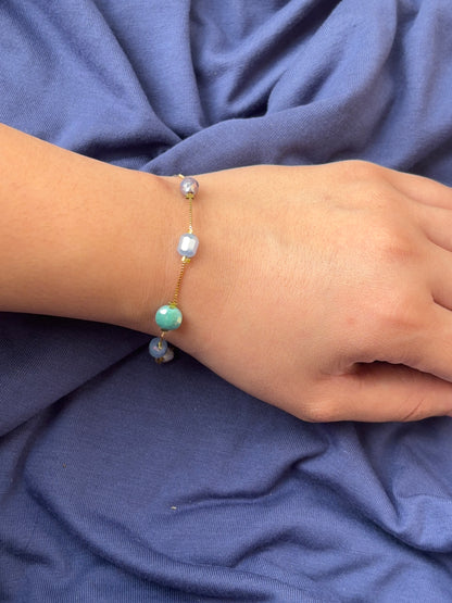 Aqua Chain Charm Bracelet