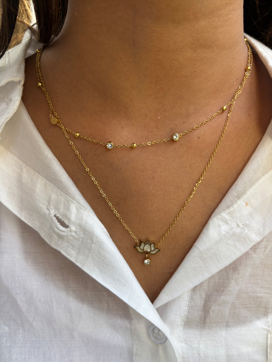 Lotus Pendant Layered Necklace