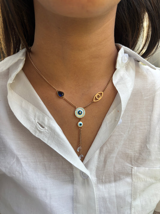 Evil Eye Rose Gold Necklace