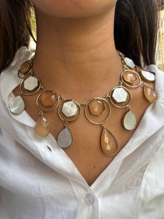 Peach Stone Necklace Set