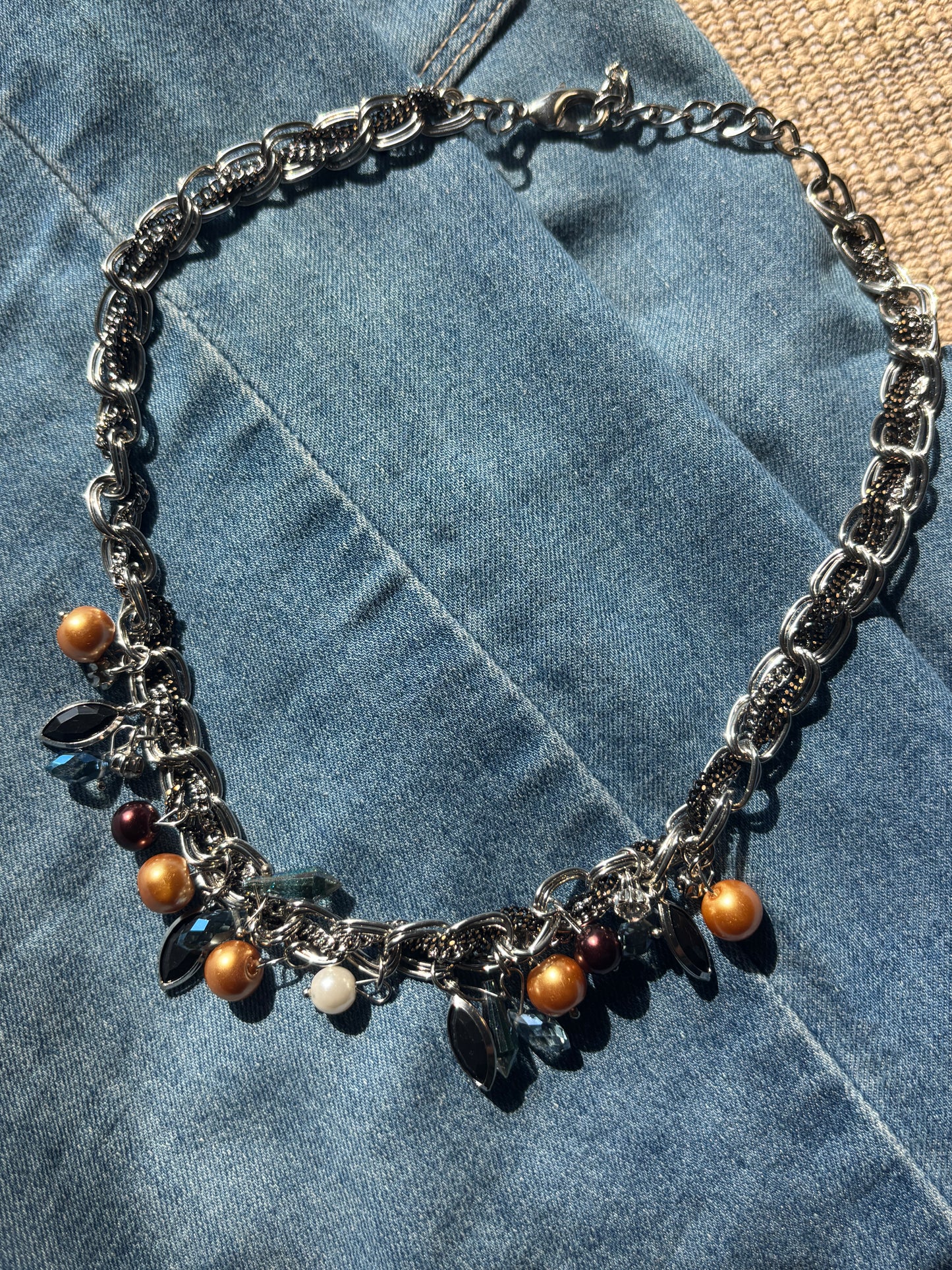 Oxidized Multi Drop  Necklace