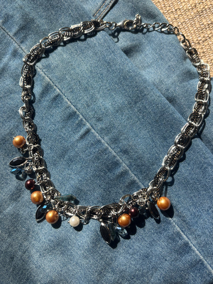 Oxidized Multi Drop  Necklace