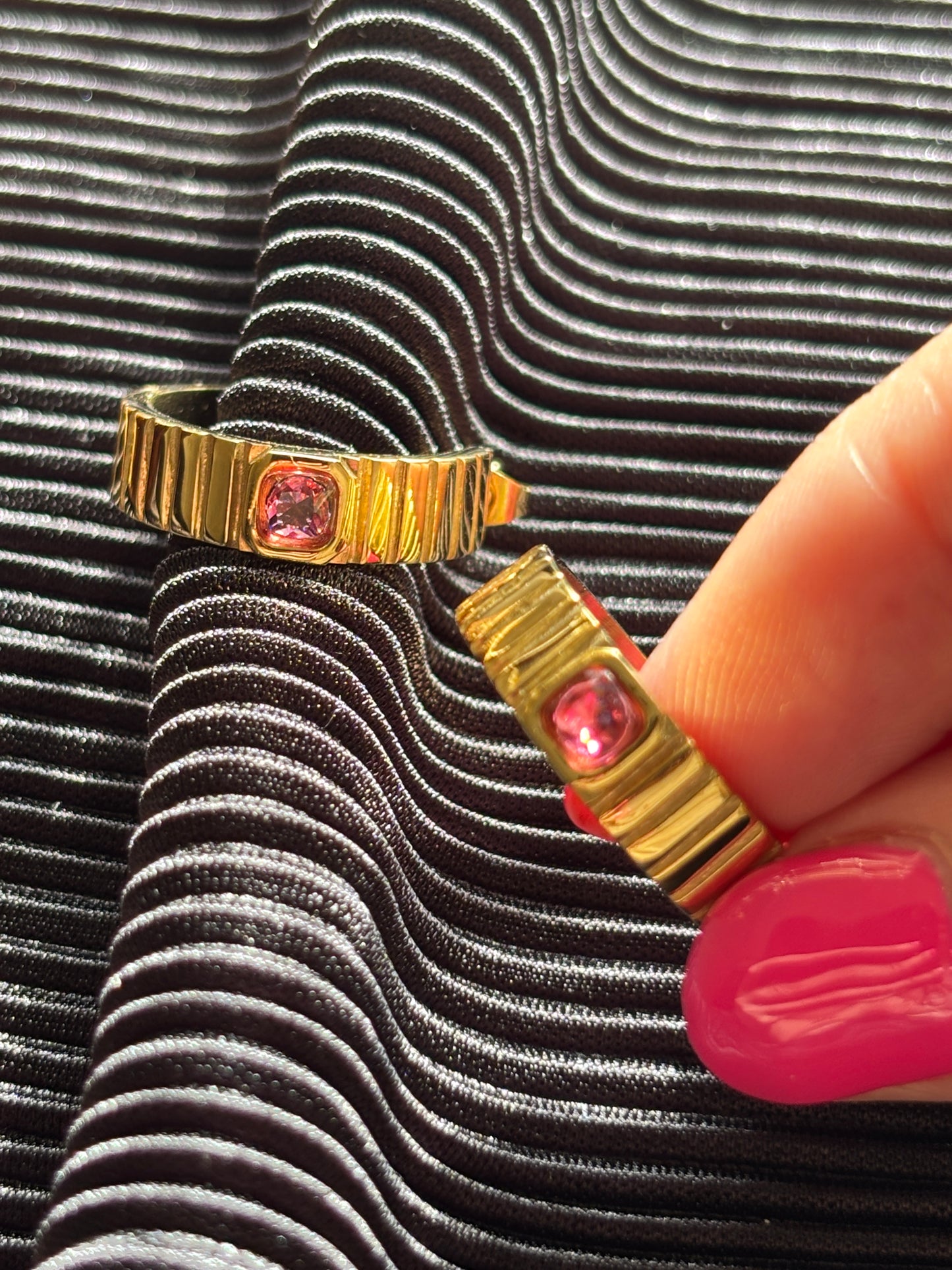 Half Bali Red Stone Earrings