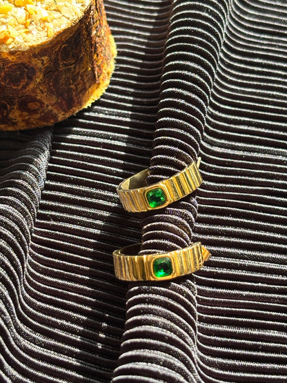 Half Bali Green stone Earrings