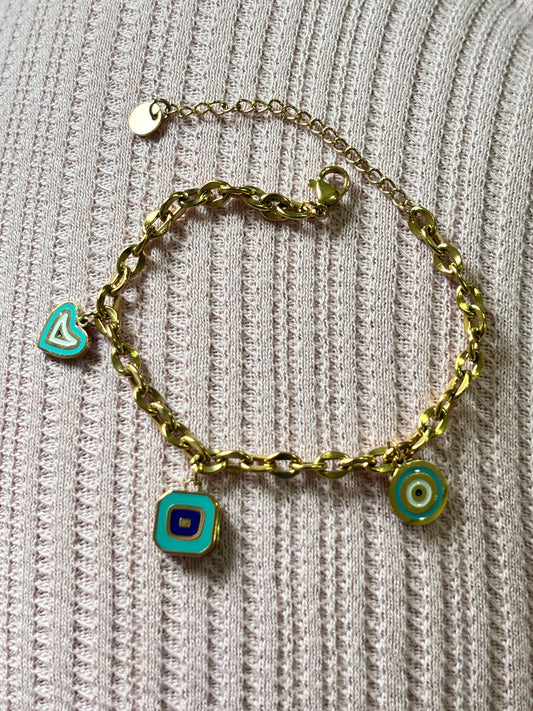 Turquoise Chain Charm Bracelet