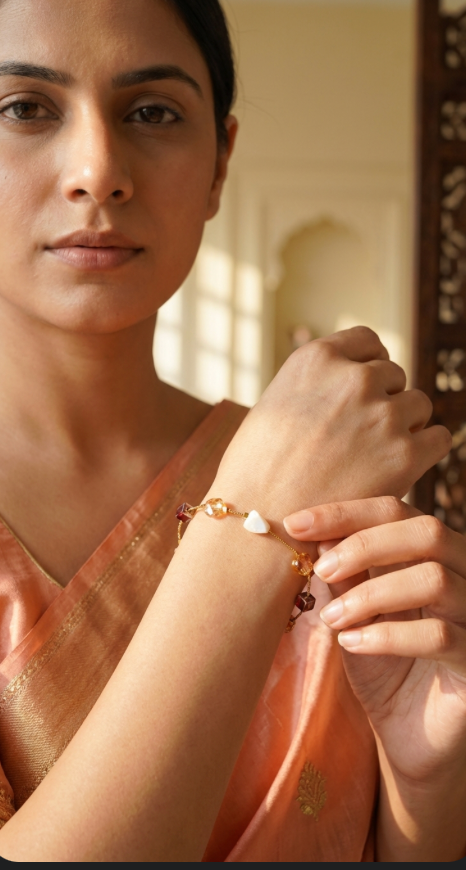 Earthen Shaded Stones Chain Charm Bracelet