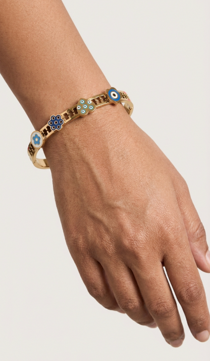 Flora Evil Eye Cuff  Bracelet