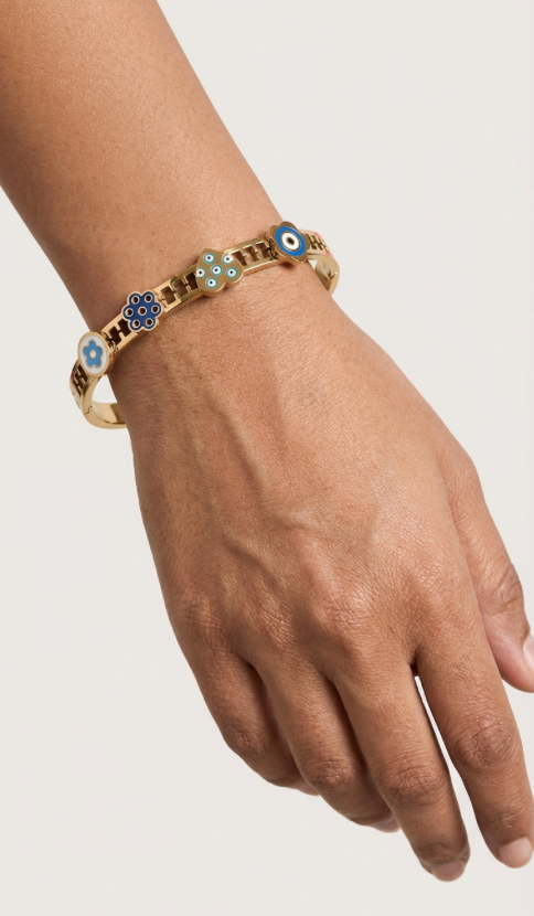 Flora Evil Eye Cuff  Bracelet