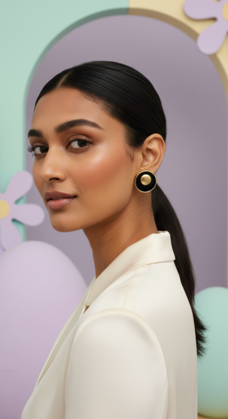 Black Gold Stud Earrings for Women | Minimal Lightweight Daily Wear Jewellry