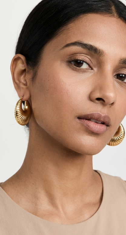 Gold Stripped Hoops