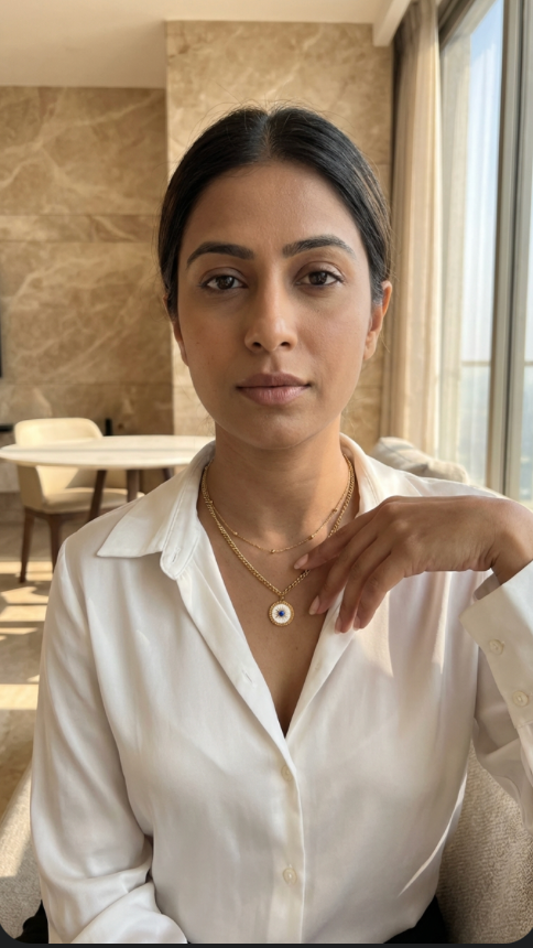 Minimal Evil Eye Layered Gold Necklace -Waterproof Daily Wear India