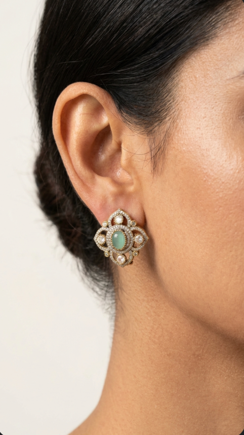 Green Polki Earrings