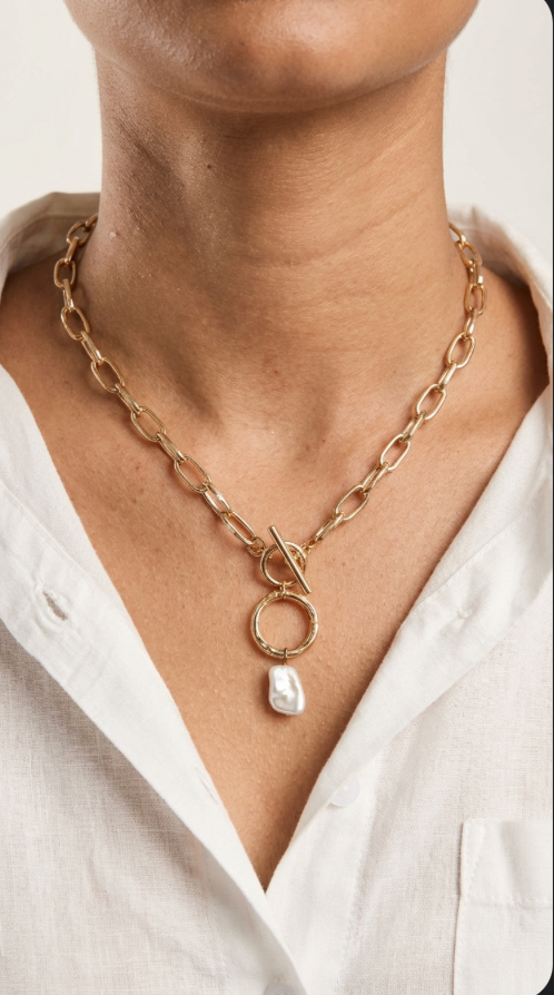 Pearl Drop Linked Chain