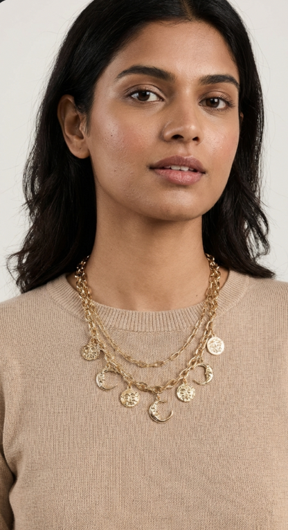 Half moon roman layered Necklace