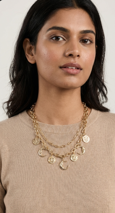 Half moon roman layered Necklace