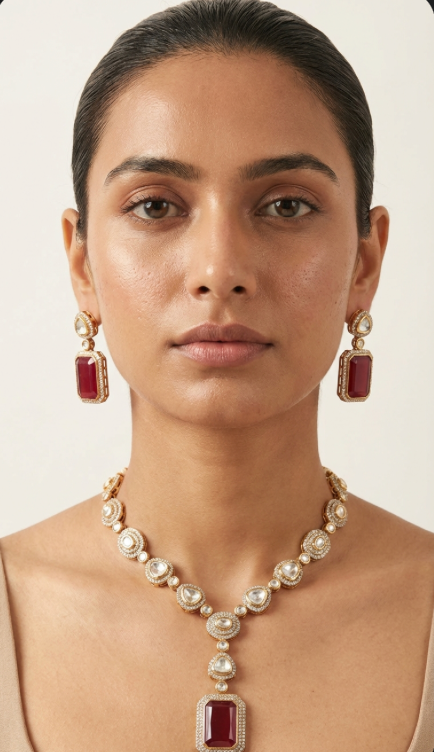 Ruby kundan Polki Necklace set