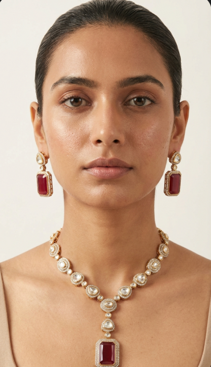 Ruby kundan Polki Necklace set