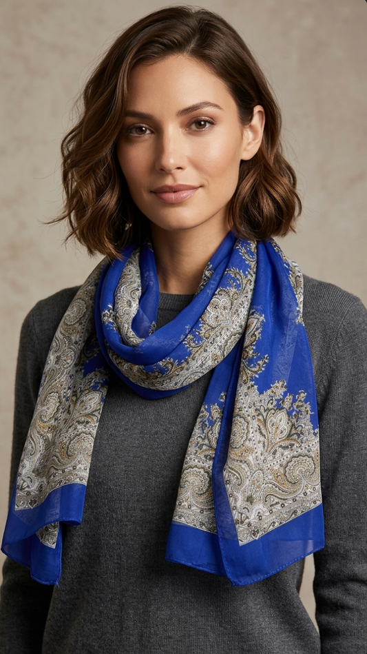 Blue Printed Scarfs for Women