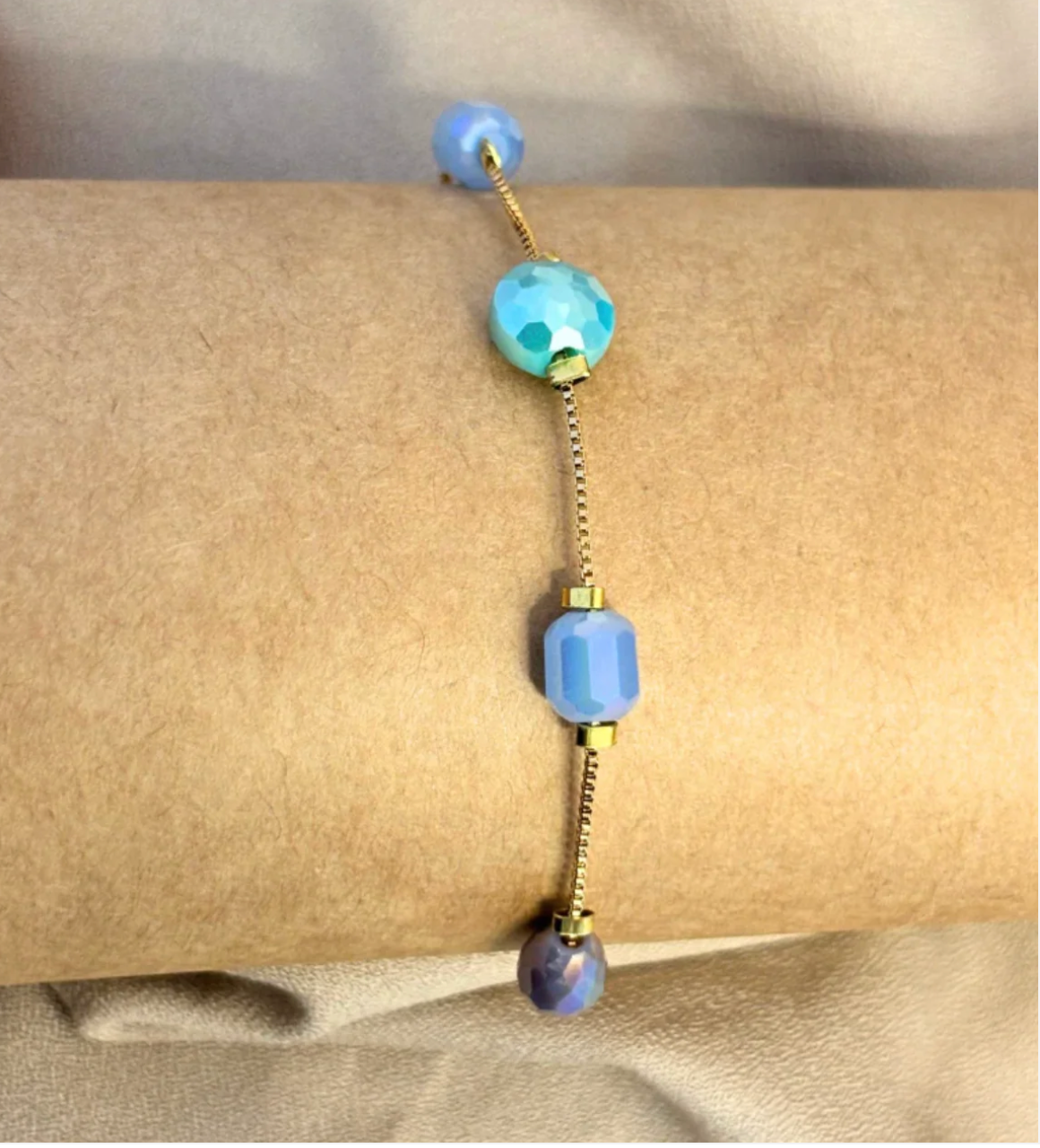 Aqua Chain Charm Bracelet