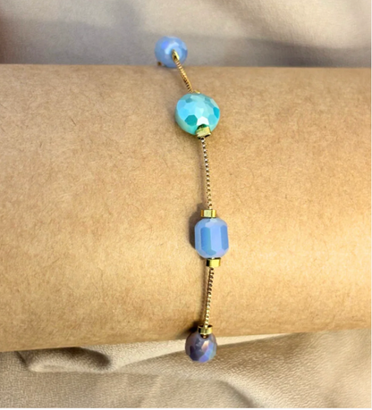 Aqua Chain Charm Bracelet