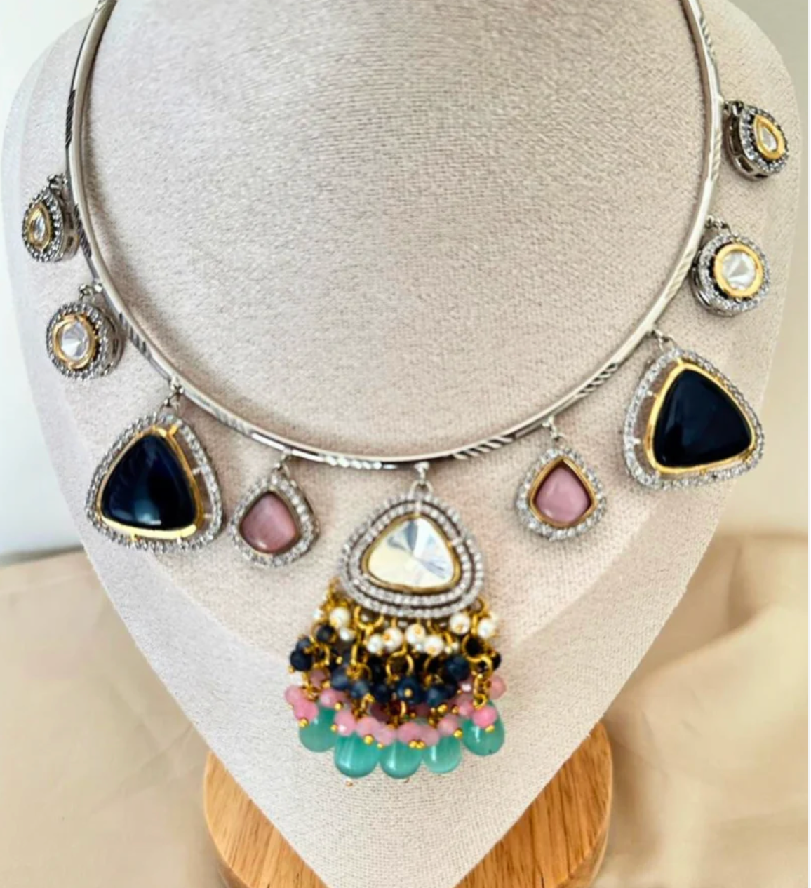 Silver Hasli with Polki