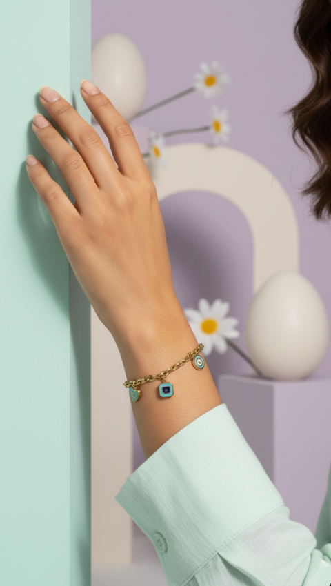 Turquoise Chain Charm Bracelet