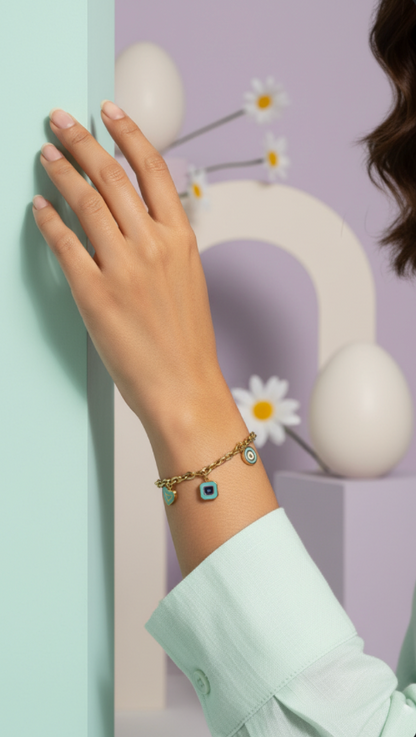 Turquoise Chain Charm Bracelet
