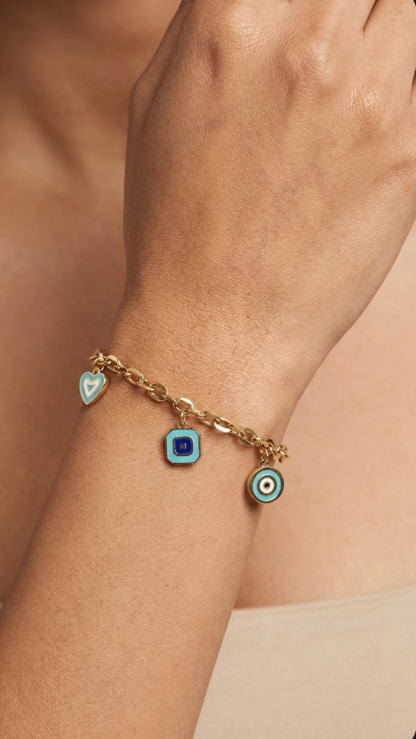 Turquoise Chain Charm Bracelet