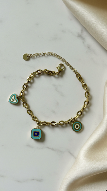Turquoise Chain Charm Bracelet