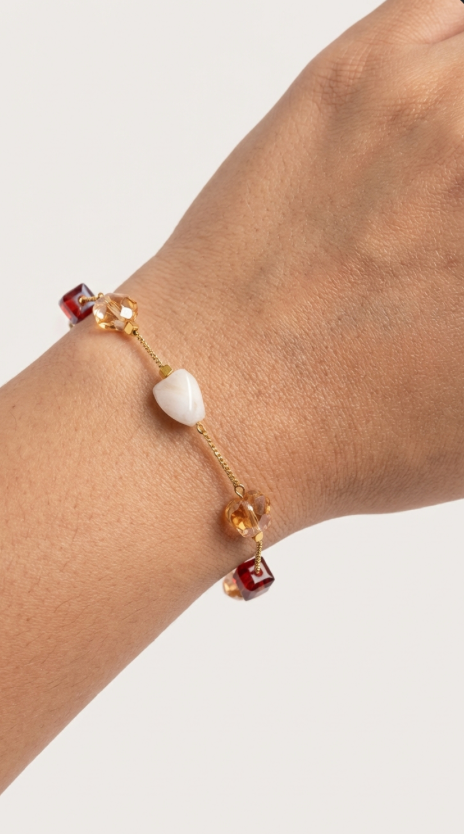 Earthen Shaded Stones Chain Charm Bracelet