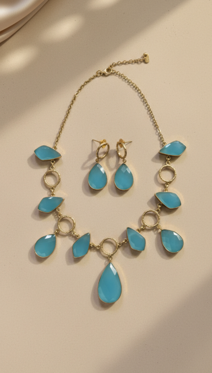 Phiroza Stone Necklace set with earrings