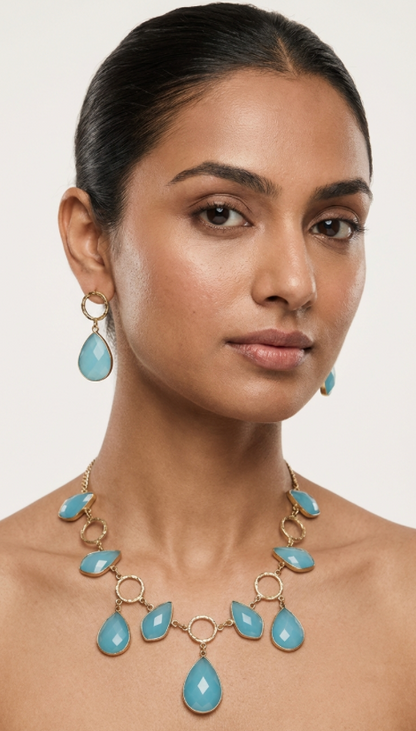 Phiroza Stone Necklace set with earrings